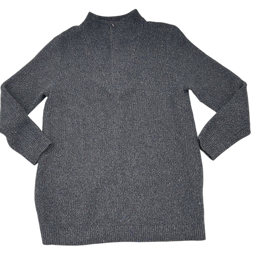 Lands' End Womens Gray Donegal Quarter Zip Cotton Blend Tunic Sweater Large - Picture 4 of 11